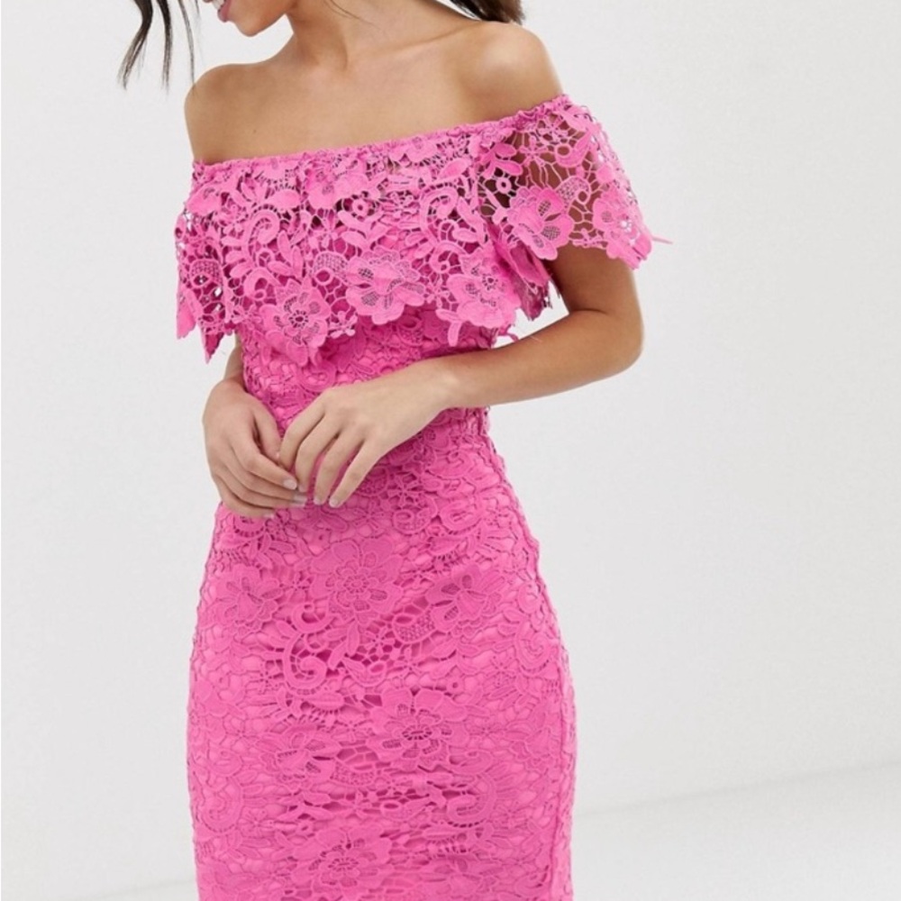 Paper Doll Strapless Pink Lace Dress